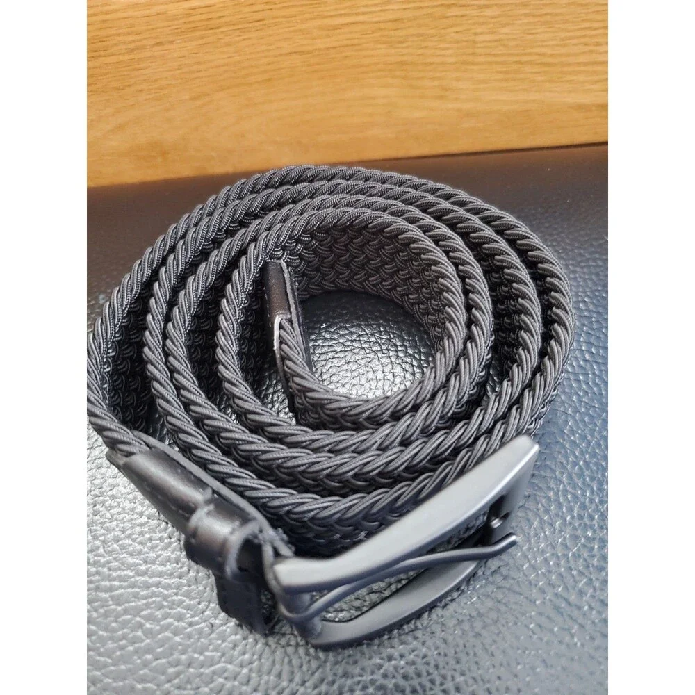 Unbranded Men's Black Stretch No-Hole Braided Belt 44